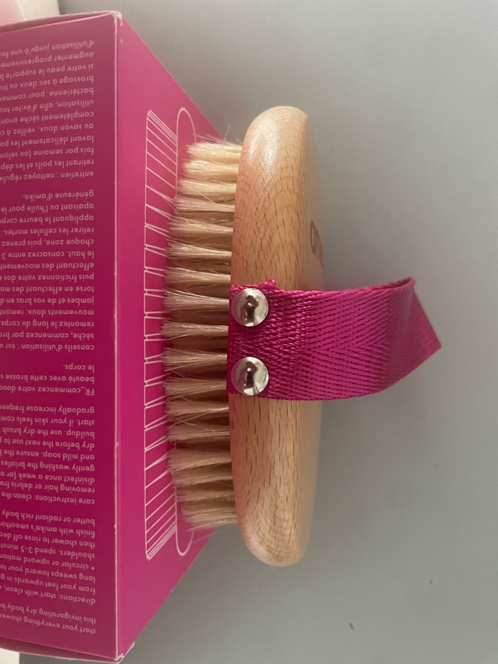 amika Hot Pink Invigorating Dry Body Brush NIB